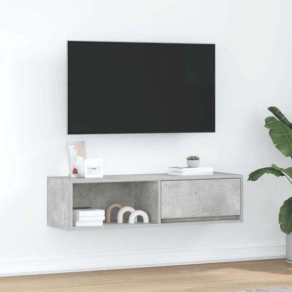 vidaXL Mueble de TV madera contrachapada gris hormig&oacute;n 100x31x25,5 cm