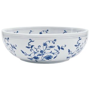 vidaXL Lavabo sobre encimera redondo cer&aacute;mica blanco y azul &Phi;41x14 cm