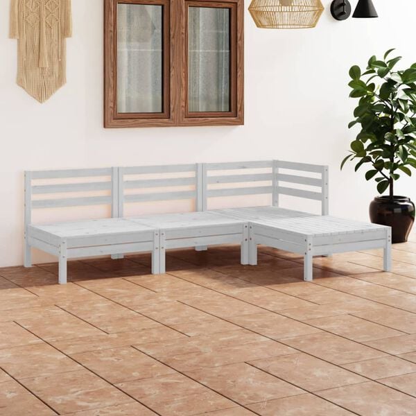 vidaXL Juego de muebles de jard&iacute;n 4 piezas madera maciza pino blanco