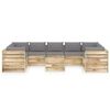 vidaXL Muebles de jard&iacute;n 10 piezas con cojines madera impregnada verde