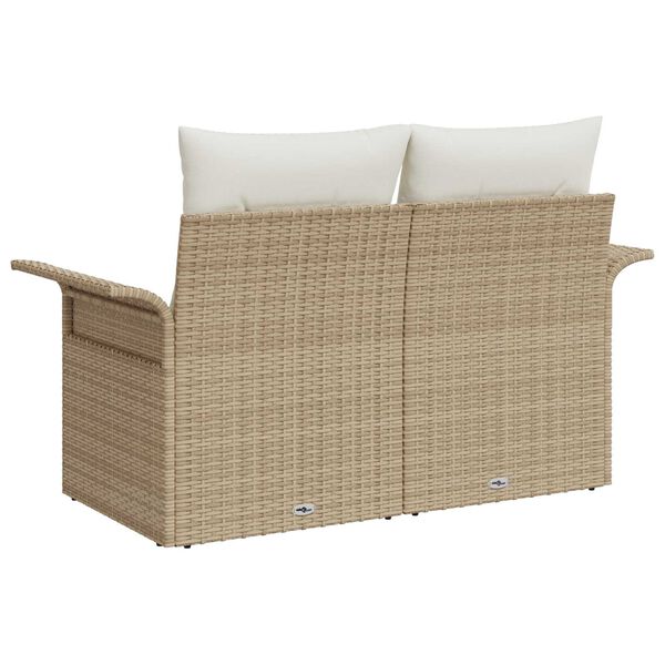 vidaXL Sofá de jardín con cojín Beige 141 x 62 x 69 cm ratán sintético