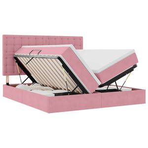 vidaXL Cama con tira de luces LED Rosa 180 x 200 cm Terciopelo