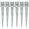 vidaXL Picas de tierra 6 uds acero galvanizado plateado 14x14x91 cm