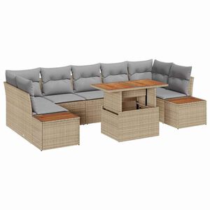 vidaXL Conjunto de sof&aacute;s de jard&iacute;n 8 uds. Beige y gris
