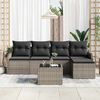 vidaXL Conjunto de sof&aacute; de jard&iacute;n 6 pcs Gris rat&aacute;n sint&eacute;tico