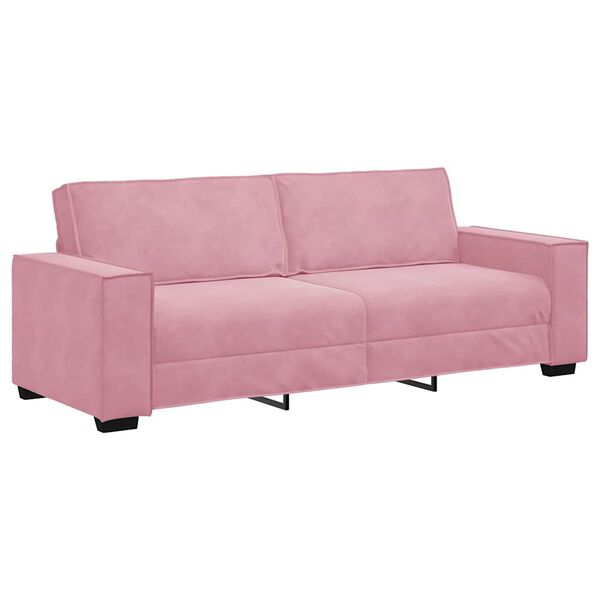 vidaXL Sof&aacute; de 3 plazas terciopelo rosa 220x78x84 cm