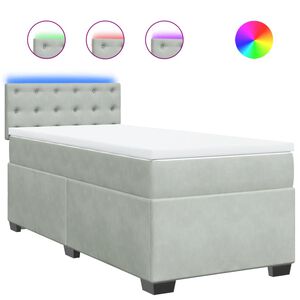 vidaXL Cama box spring con colch&oacute;n terciopelo gris claro 80x200 cm