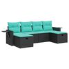 vidaXL Set de sof&aacute;s de jard&iacute;n 6 piezas y cojines rat&aacute;n sint&eacute;tico negro