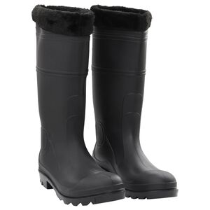 vidaXL Botas de agua con calcetines extraíbles negro número 45 PVC