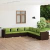 vidaXL Set muebles de jard&iacute;n 7 piezas y cojines rat&aacute;n sint&eacute;tico marr&oacute;n