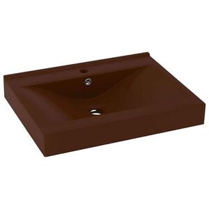 vidaXL Lavabo de lujo agujero de grifo cer&aacute;mica marr&oacute;n oscuro 60x46 cm