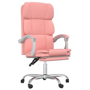 vidaXL Silla de oficina reclinable cuero sint&eacute;tico rosa