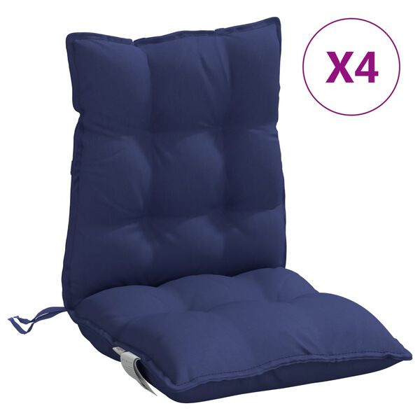 vidaXL Cojines para silla respaldo bajo 4 uds tela Oxford azul marino