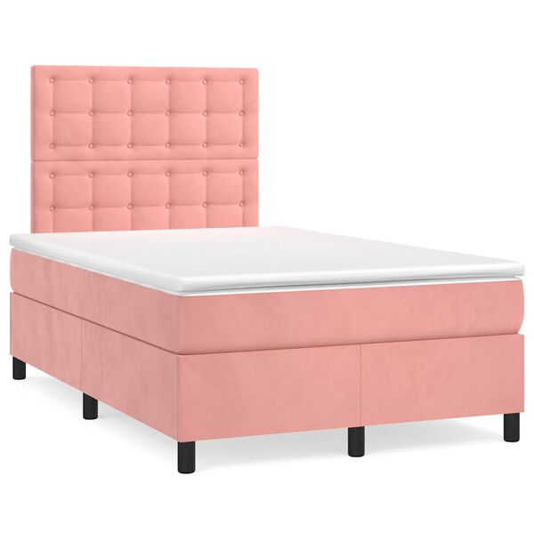 vidaXL Cama box spring con colch&oacute;n terciopelo rosa 120x190 cm
