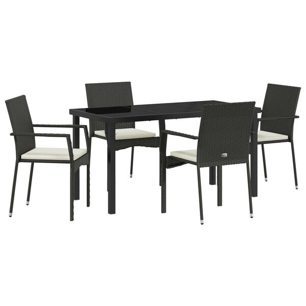 vidaXL Conjunto de Comedor de Jardín 5 pcs Negro ratán sintético
