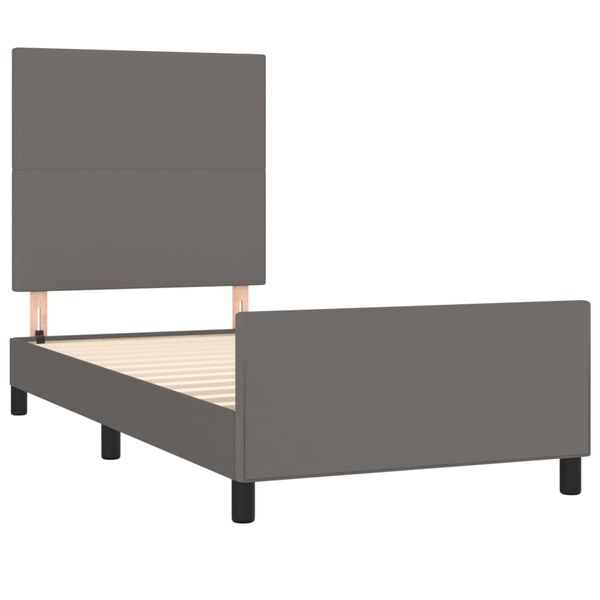 vidaXL Estructura de cama sin colch&oacute;n cuero sint&eacute;tico gris 90x200 cm