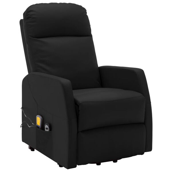 vidaXL Sill&oacute;n de masaje elevable cuero sint&eacute;tico negro