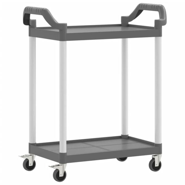 vidaXL Carrito de 2 niveles aluminio gris 81x41x92 cm