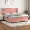 vidaXL Cama box spring con colch&oacute;n terciopelo rosa 180x200 cm