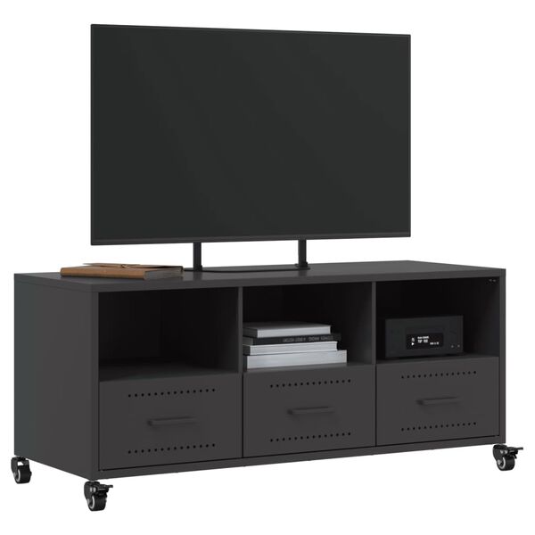vidaXL Mueble de TV acero negro 100,5x39x43,5 cm
