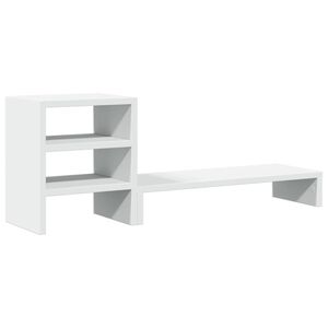 vidaXL Soporte monitor organizador escritorio madera ingenier&iacute;a blanco