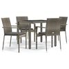 vidaXL Set comedor de jardín 5 piezas con cojines ratán sintético gris