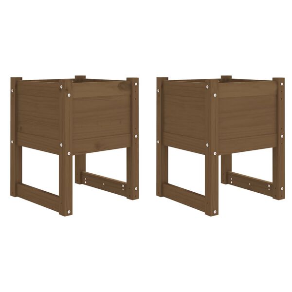 vidaXL Jardinera 2 uds madera maciza de pino marr&oacute;n miel 40x40x52,5 cm