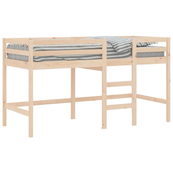 vidaXL Cama alta de niños con escalera madera maciza pino 90x200 cm