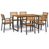 vidaXL Juego de comedor de jardín 7 pzas madera maciza acacia y metal
