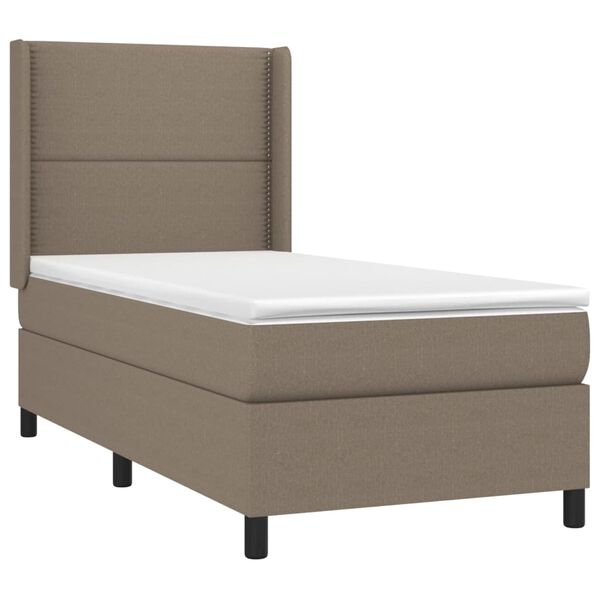 vidaXL Cama box spring con colch&oacute;n tela gris taupe 100x200 cm