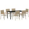 vidaXL Conjunto de Comedor de Jard&iacute;n 7 pcs Beige rat&aacute;n sint&eacute;tico