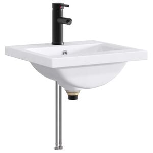 vidaXL Lavabo de ba&ntilde;o con grifo y desag&uuml;e Negro Mate 42 x 40 x 16,5 cm