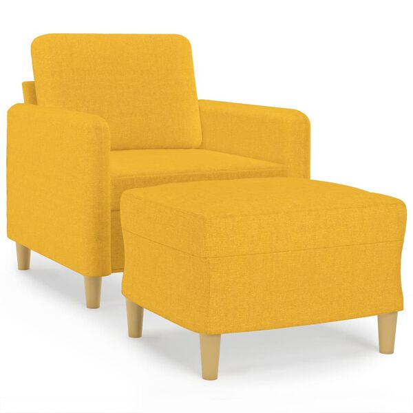 vidaXL Sill&oacute;n con taburete tela amarillo claro 60 cm