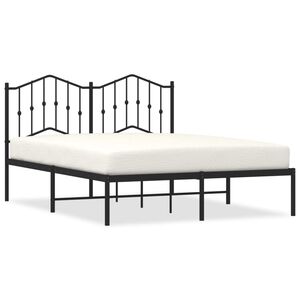 vidaXL Estructura cama sin colch&oacute;n con cabecero metal negro 140x190 cm