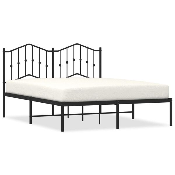 vidaXL Estructura cama sin colch&oacute;n con cabecero metal negro 140x190 cm