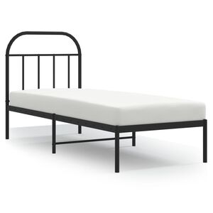 vidaXL Estructura cama sin colch&oacute;n con cabecero metal negro 75x190 cm
