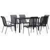 vidaXL Juego de comedor para jard&iacute;n 7 piezas acero y textilene negro