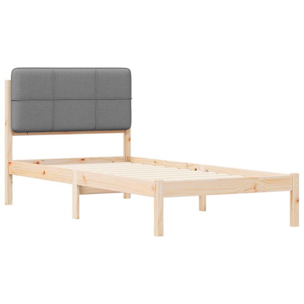 vidaXL Estructura de Cama con Cabecera Tapizada Gris Claro 90 x 190 cm