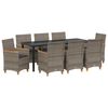 vidaXL Conjunto de Comedor de Jard&iacute;n 9 uds. Gris rat&aacute;n sint&eacute;tico