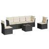vidaXL Set de comedor de jard&iacute;n 7 pzas y cojines rat&aacute;n sint&eacute;tico negro