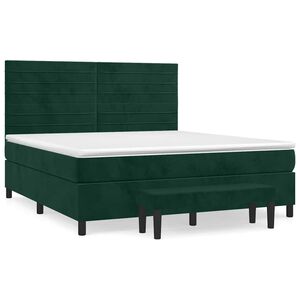 vidaXL Cama box spring con colch&oacute;n terciopelo verde oscuro 180x200 cm