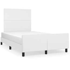 vidaXL Estructura de cama sin colch&oacute;n cuero sint&eacute;tico blanco 120x200cm