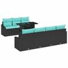 vidaXL Conjunto de sof&aacute; de jard&iacute;n 8 uds. Negro y azul rat&aacute;n sint&eacute;tico
