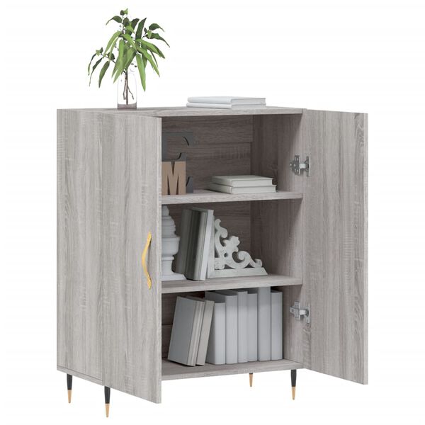 vidaXL Aparador de madera de ingenier&iacute;a gris Sonoma 69,5x34x90 cm