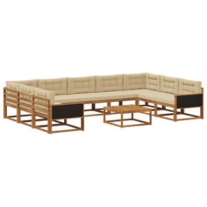 vidaXL Conjunto de sof&aacute;s de exterior con coj&iacute;n 10 pcs Natural y Beige