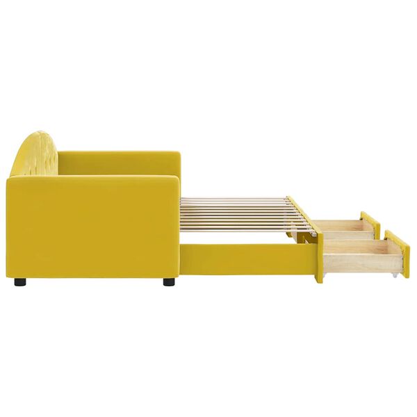 vidaXL Sof&aacute; cama nido con cajones terciopelo amarillo 80x200 cm