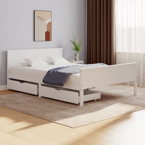 vidaXL Estructura de cama sin colch&oacute;n madera pino blanco 140x200 cm