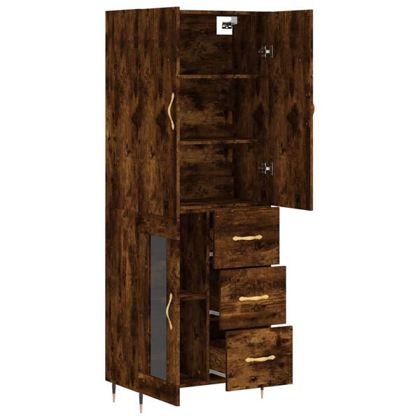 vidaXL Aparador alto madera contrachapada roble ahumado 69,5x34x180 cm