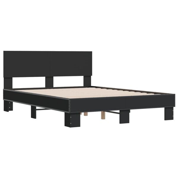 vidaXL Estructura de cama madera de ingenier&iacute;a y metal negro 140x190cm