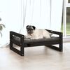 vidaXL Cama para perros madera maciza de pino negro 65,5x50,5x28 cm